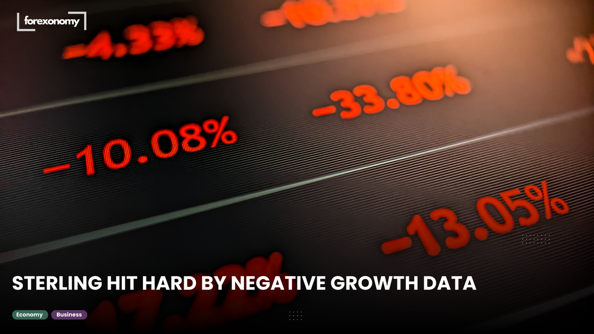 STERLING HIT HARD BY NEGATIVE GROWTH DATA