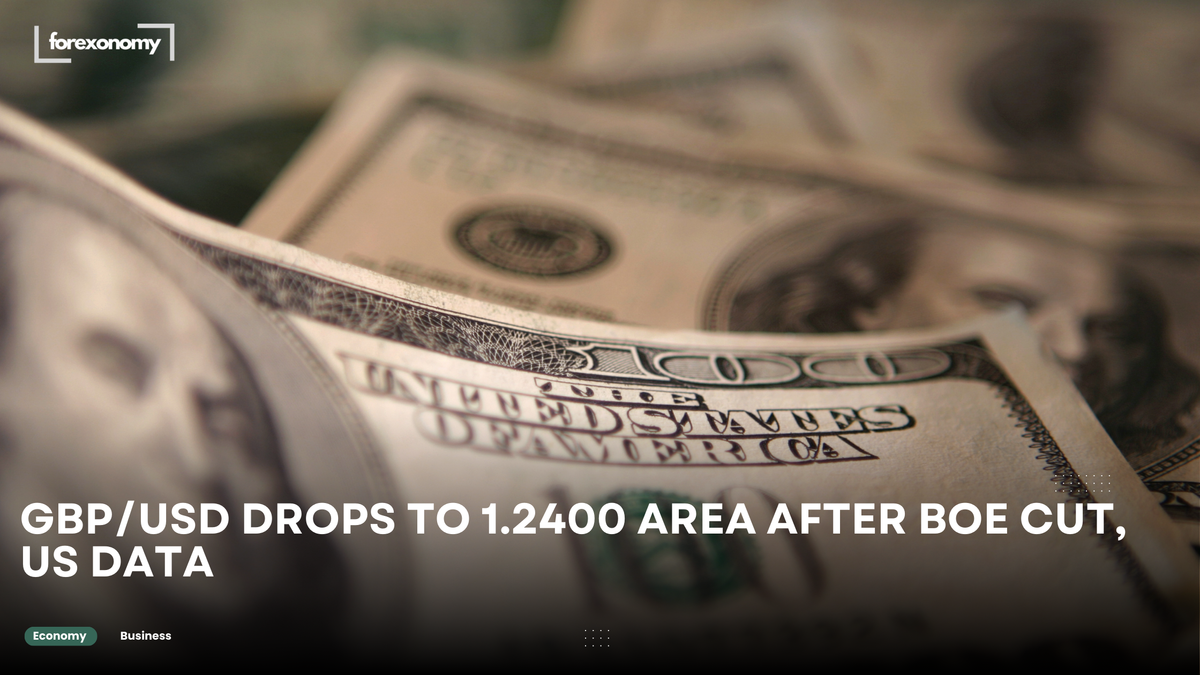 GBP/USD DROPS TO 1.2400 AREA AFTER BOE CUT, US DATA