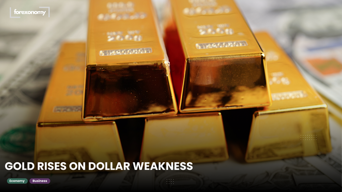 GOLD RISES ON DOLLAR WEAKNESS