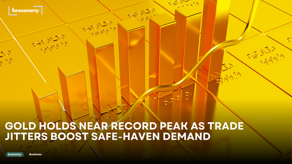 GOLD HOLDS NEAR RECORD PEAK AS TRADE JITTERS BOOST SAFE-HAVEN DEMAND