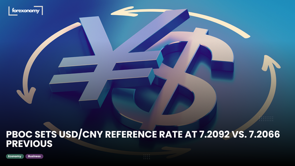 PBOC SETS USD/CNY REFERENCE RATE AT 7.2092 VS. 7.2066 PREVIOUS